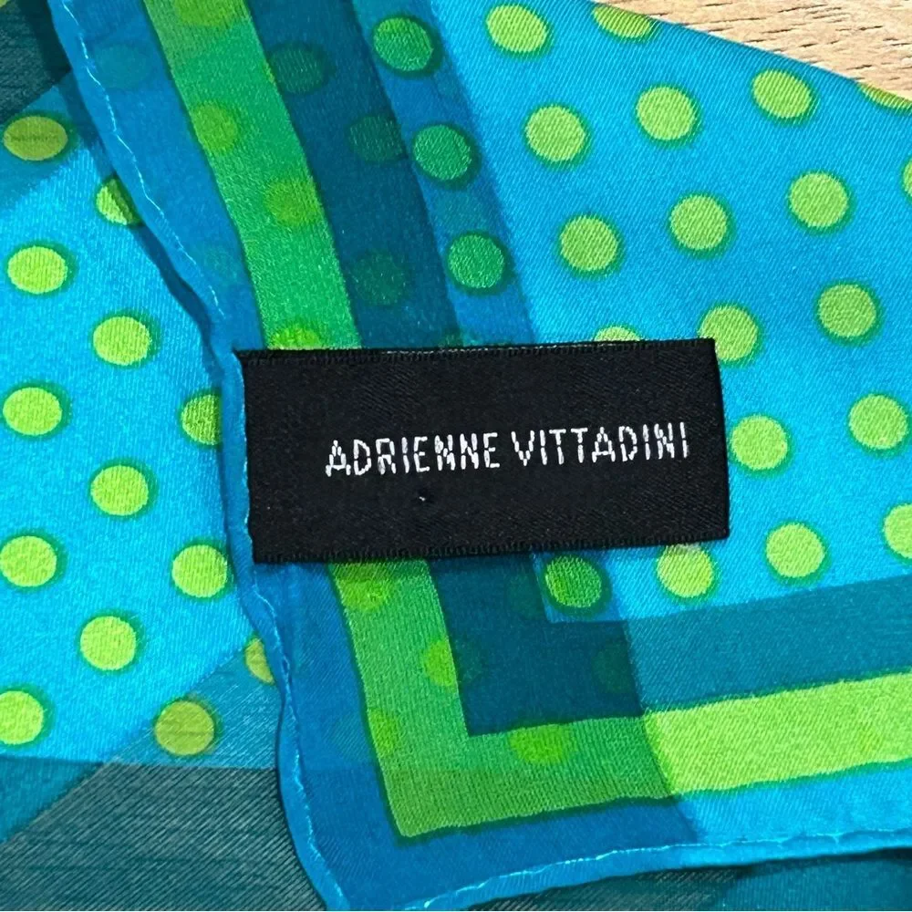 Adrienne Vittadini Green Blue Silk Scarf